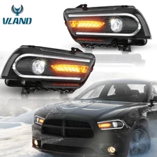 LED DRL Headlight Dual Beam Projectors Halogen Model For Dodge Charger 2011-2014