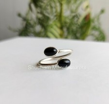 Onyx Ring 925 Silver Natural Black Onyx Duel Two Gemstone Birthstone Women Ring