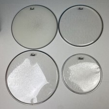 Juego de 4 cubiertas de batería Pearl de instrumentos musicales usados esmerilados blancos transparentes