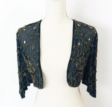 Marciano Beaded Sequin Bolero Jacket Black Size Xs/s