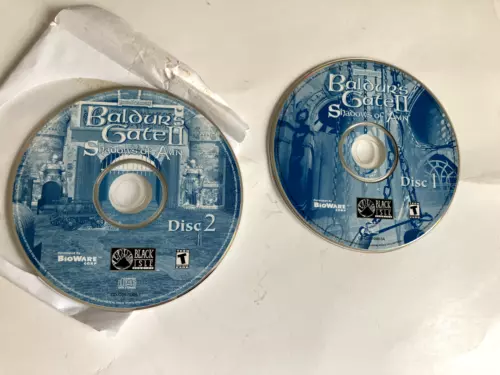 Baldur's Gate II, Shadows of Amn, PC Game, 2 discs, no manual or case.