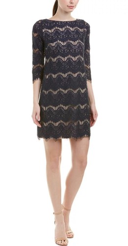Eliza J Navy Blue Illusion Lace 3/4 