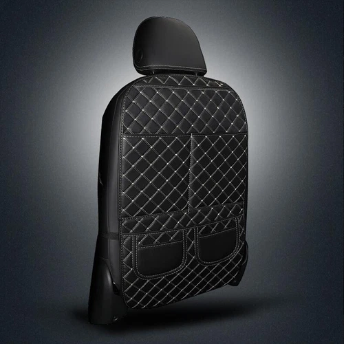 2Pcs Pu Leather Fit Car Seat Back Anti Kick Pad Seat Easy Clean Storage Bag - Foto 10 di 26
