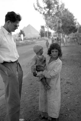 Radio writer and host Norman Corwin poses for a photo with Egypt 1940s Photo 1