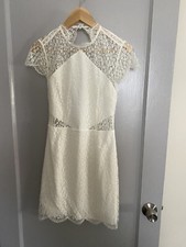  KEEPSAKE DayDream Lace Open Back Mini White Dress Sz S Wedding Reception Classy