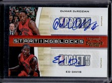 2010-11 Playoff Contenders Patches DeMar DeRozan Ed Davis Blocks Auto Gold #/49