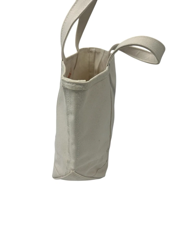 Bolso de Mano LL Bean Boat And Tote Lona Sólida Natural Mediana Tapa Abierta Años 90 Foto 3 de 4