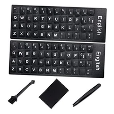 English Keyboard Stickers [5 in English Big Font White Letter/Black Background
