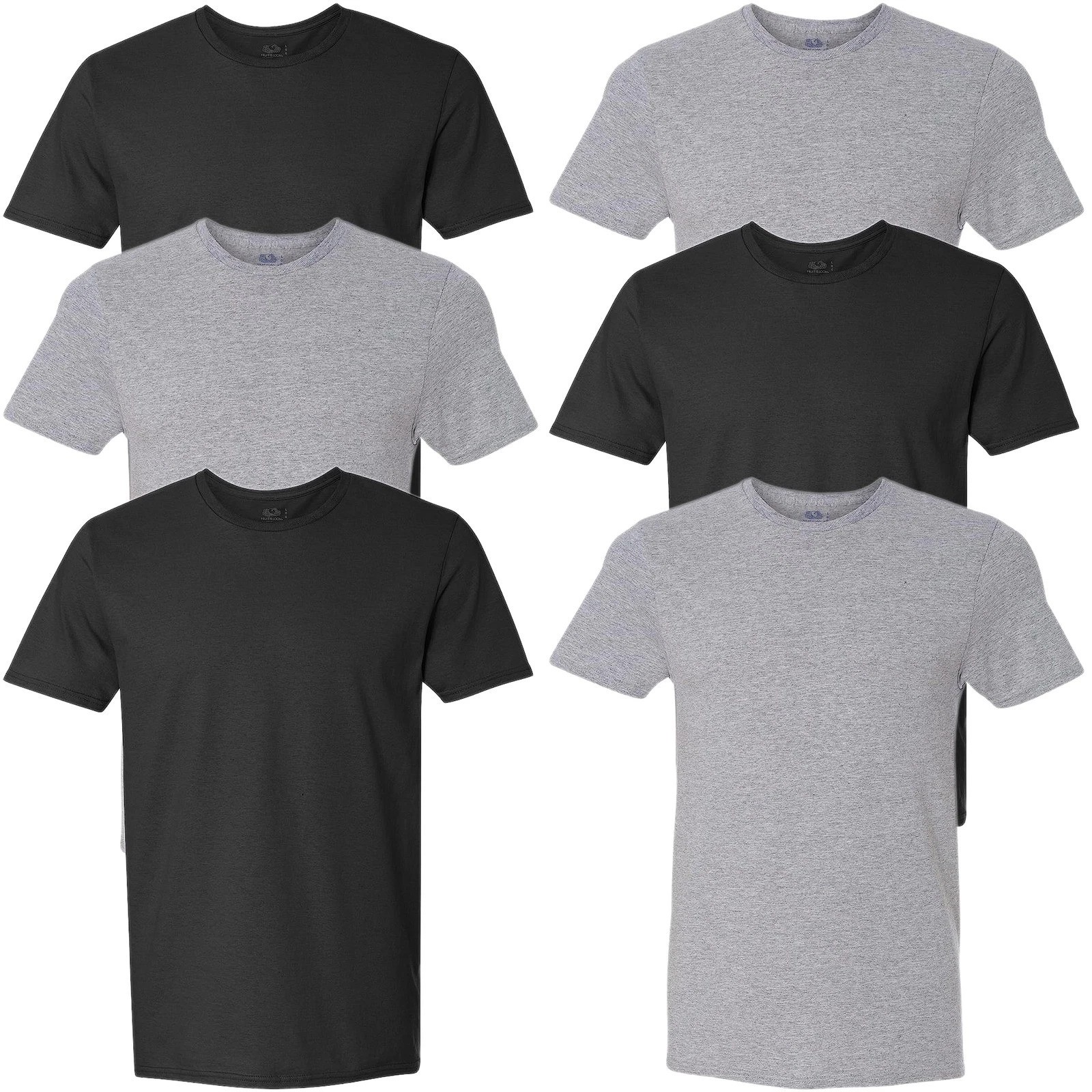 Fruit of the Loom Men's Crew Neck Undershirt T-Shirt Black Gray Assorted S-M