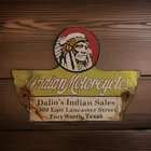 Vintage Indian Motorcycles Porcelain Sign Dalio's Sales Service Fort Worth Texas