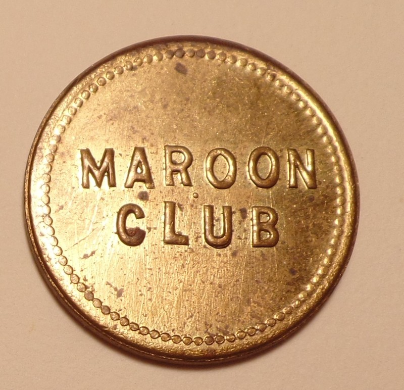 Meriden Connecticut CT trade token Marron Club round brass 5¢