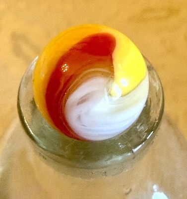 Akro Agate Vintage 3 Color Corkscrew POPEYE Red/Yellow/White 0.62 Mint- GORGEOUS