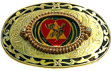 Moose Club Vintage Belt Buckle - Gold, Red, Green Colored - Made in USA