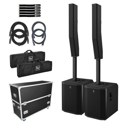 Electro-Voice EVOLVE 90 Black Column Powered Speaker System Pair w Road Case