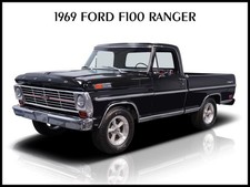 1969 Ford F100 Ranger Pickup Truck In Black New Metal Sign 12x16 Ships Free