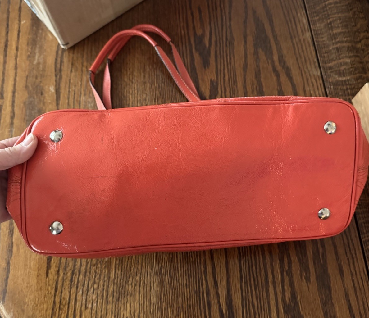Vintage Coach Signature Patent KissLock Frame Purse Handbag Coral