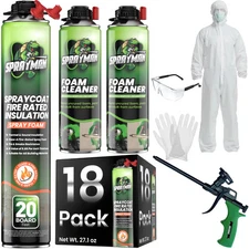 Sprayman Spraycoat Fire Rated Closed Cell Insulation Foam 27.1oz 18 Pack Gun Set