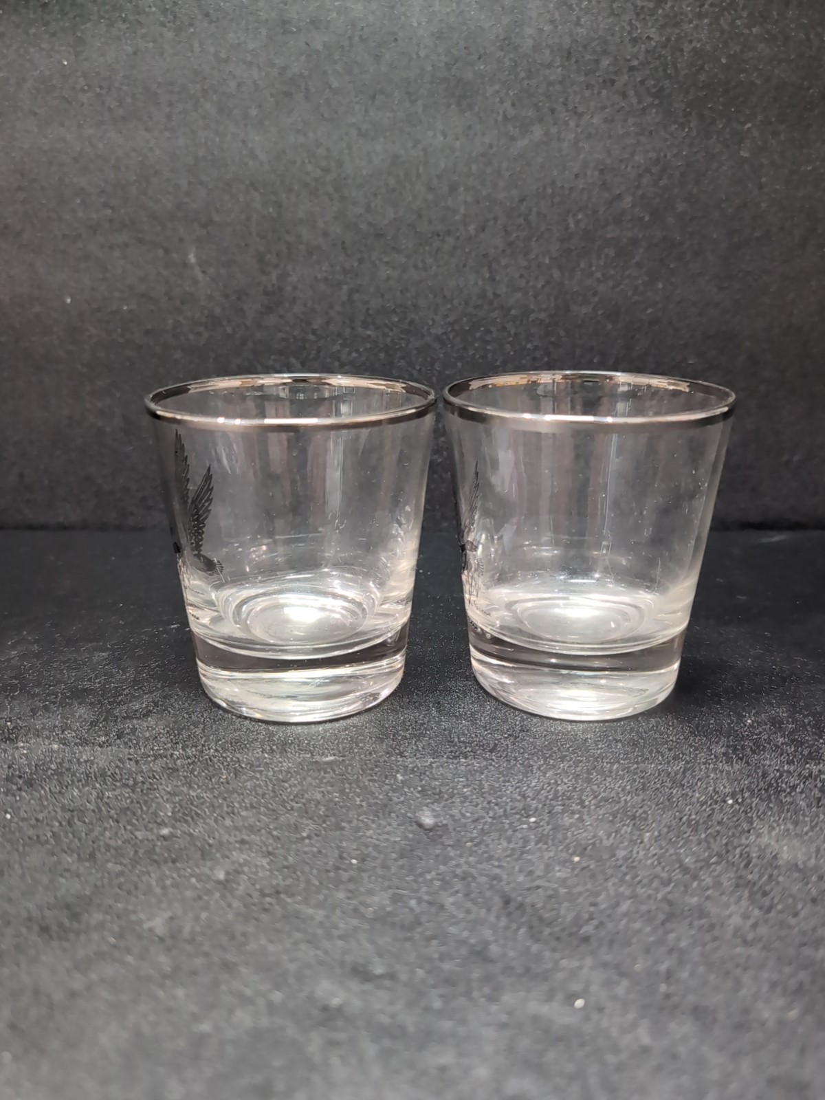 Canada Goose Whiskey Glass Set, Silver Trim Low Ball Glasses, Vtg Federal Glass thumbnail 2