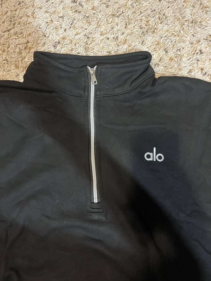 Alo Adult Hoodie Large Black Quarter Zip Fleece Lounge Jacket - Image 2 of 3