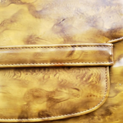 Vintage Patent Leather Purse Robert Bestien Bestcraft Marbled Mustard Gold Chain - Picture 17 of 17