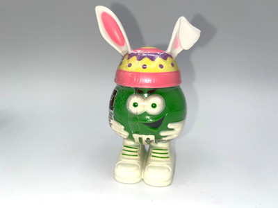 Vintage Green M&M Easter Bunny Ears Decorated Easter Egg Beanie Cake Topper