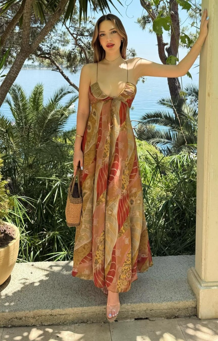 Zara ZW Collection Long Floral Printed Dress Multi Red Size S M L