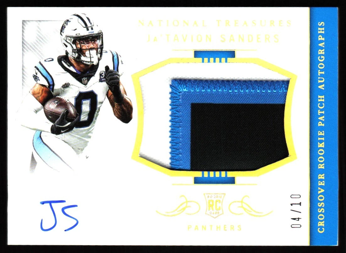 Ja'Tavion Sanders Panini National Treasures Crossover Rookie Patch Autographs #JTS Holo Gold