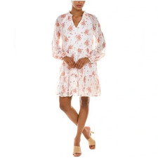 Vince Camuto Women's White Floral Ruffle Tiered Long Sleeve Mini Dress Size S