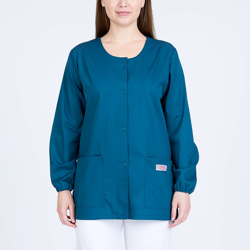 NEW ScrubZone by Landau Large Teal Scrubs Jacket 75221 Snap 