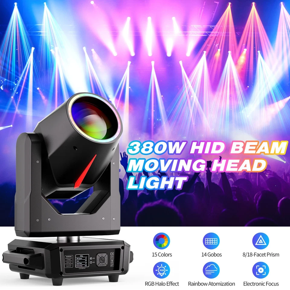 380W RGBW Moving Head Stage Lighting LED Spot Beam DMX Disco DJ Party GOBO Light - Image 4 of 4