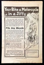 1919 Shaw Motor Attachment ?Make Your Bike a Motorcycle in a Jiffy? Motorbicycle