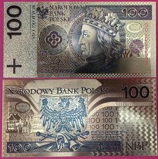 POLAND 100 ZLOTYCH 1994 BU FANTASY NOTE,GOLD FOIL,PORTRAIT OF KING WLADYSLAW II