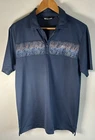 Travis Mathew Mens Golf Polo Shirt Navy Blue Athletic Stretch Floral Size M EUC