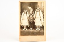 1917 Cabinet Card Photo 6 x4  - Dual 1st Communion Portrait V23