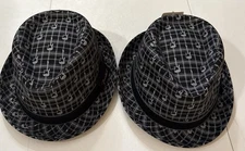 Lot of 2 Fender Guitar Hats Fedora Black & Gray Size Medium NWT