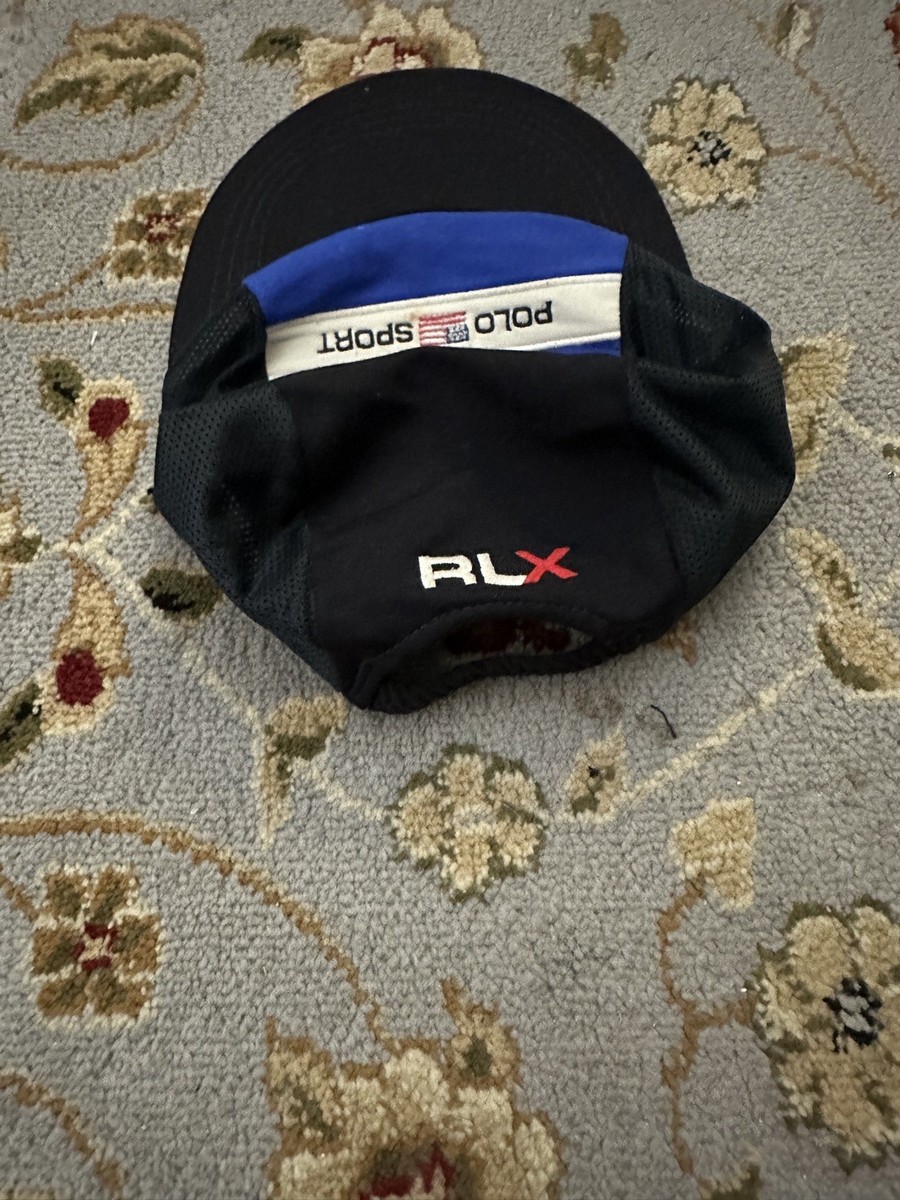 RLX Ralph Lauren Hat Cap Mens Black/Blue Lightweight Panel Hiking