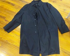 Vintage Men's Coat 42 L Black With Inner Lining Button Overcoat Raincoat