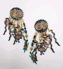 Lunch at The Ritz Kangaroo Snake Australia Enamel And Metal Clip On Earrings