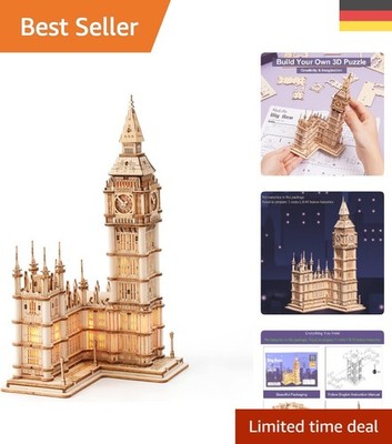 Kreatives 3D Holzmodell: Big Ben Bausatz für Erwachsene und Teenager, 220 Teile