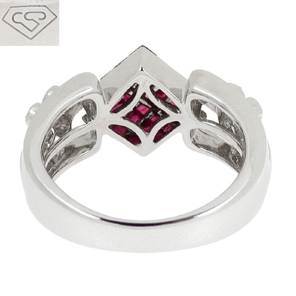 Les Essentials K18WG Ruby Diamond Ring - Auth fre… - image 2