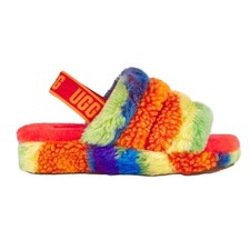 Women's UGG Fluff Yeah Slide Cali Collage Rainbow Stripes 1120002-RSTR