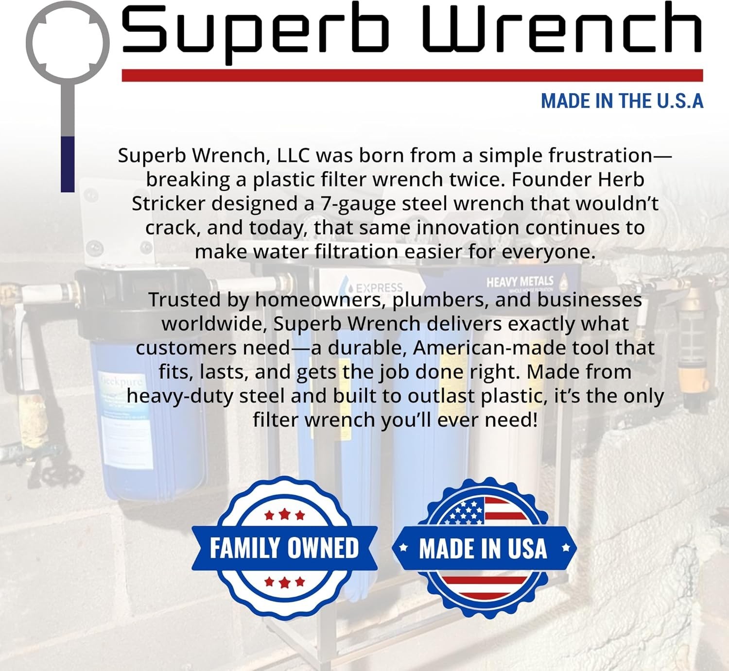 Alloy Steel Water Filter Wrench 6.25 In - Compatible with Multiple Filter Models