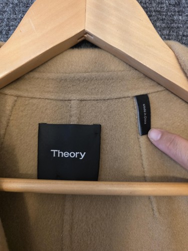 Abrigo Theory Mujer Medio Beige Lana Cachemira Frente Abierto Bolsillos Sin Forro - Imagen 2 de 15