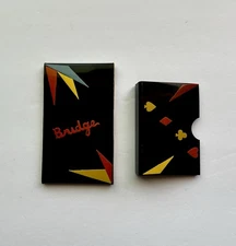 Vintage 1930s Art Deco Bridge Scorecard Set with Case Rare Enamel like Finish