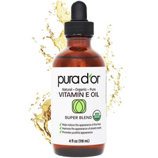 4 Oz Organic Vitamin E Oil USDA Certified Face, Body, Hair Bath Oil with Arg