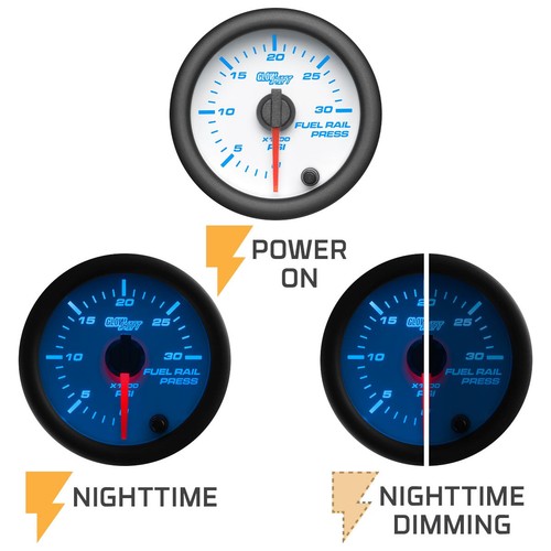 GLOWSHIFT WHITE 7 FUEL RAIL PRESSURE GAUGE 30,000 PSI for 5.9L DODGE CUMMINS - Picture 5 of 6