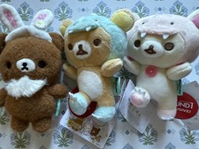 Lot de 3 mini peluches exclusives San-x Rilakkuma rondes 1 neuves avec étiquettes