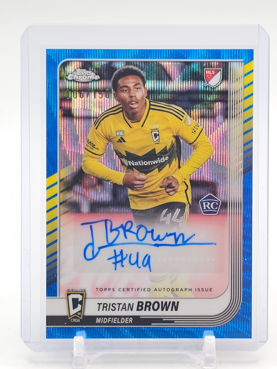 TRISTAN BROWN 2025 TOPPS CHROME MLS BLUE WAVE ROOKIE RC AUTO /150 #CA-TB Q4920 view 1