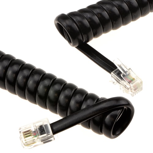 Combiné Téléphonique Enroulé RJ10 Prise Pour Câble Fil 2m Noir - Afbeelding 2 van 7