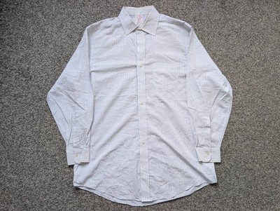 Vintage Brooks Brothers Hemd Herren 16,5 33 weiß Madison Supima Baumwolle kariert